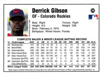 1998 Arizona Fall League Prospects #24 Derrick Gibson Back