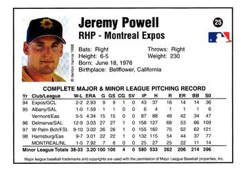 1998 Arizona Fall League Prospects #25 Jeremy Powell Back