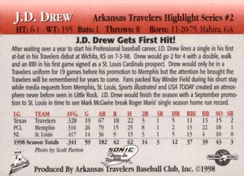 1998 Arkansas Travelers Highlights #2 J.D. Drew Back