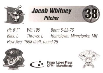 1998 Auburn Doubledays #NNO Jacob Whitney Back