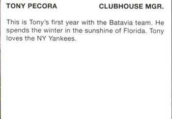 1998 Batavia Muckdogs #20 Tony Pecora Back