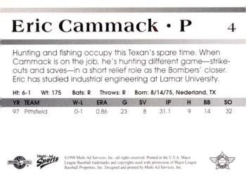 1998 Multi-Ad Capital City Bombers #4 Eric Cammack Back