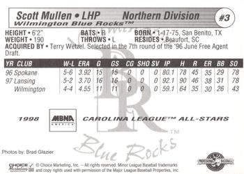 1998 Choice Carolina League All-Stars #3 Scott Mullen Back