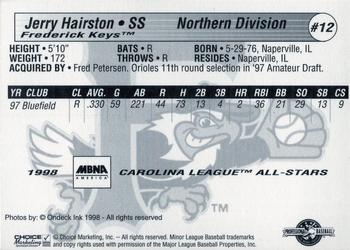 1998 Choice Carolina League All-Stars #12 Jerry Hairston Jr. Back