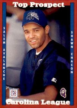 1998 Blueline Q-Cards Carolina League Top Prospects #14 Shawn Chacon Front