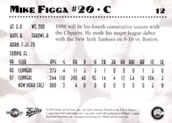 1998 Multi-Ad Columbus Clippers #12 Mike Figga Back