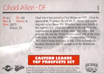1998 Multi-Ad Eastern League Top Prospects #1 Chad Allen Back