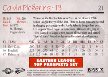 1998 Multi-Ad Eastern League Top Prospects #21 Calvin Pickering Back