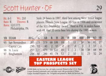1998 Multi-Ad Eastern League Top Prospects #29 Scott Hunter Back