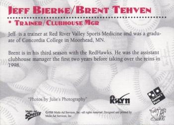 1998 Multi-Ad Fargo-Moorhead RedHawks #NNO Jeff Bjerke / Brent Tehven Back