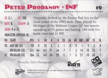 1998 Multi-Ad Fargo-Moorhead RedHawks #NNO Peter Prodanov Back
