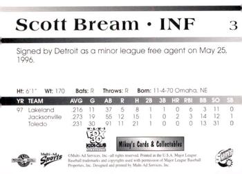 1998 Multi-Ad Jacksonville Suns #3 Scott Bream Back