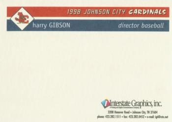 1998 Johnson City Cardinals #NNO Harry Gibson Back