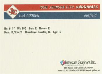 1998 Johnson City Cardinals #NNO Carl Gooden Back
