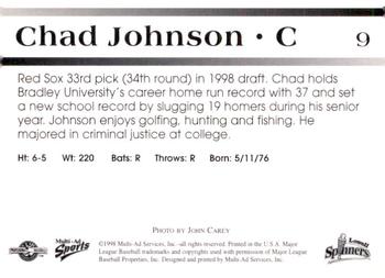 1998 Multi-Ad Lowell Spinners #9 Chad Johnson Back