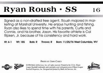 1998 Multi-Ad Lowell Spinners #16 Ryan Roush Back