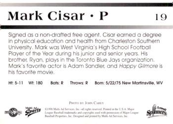 1998 Multi-Ad Lowell Spinners #19 Mark Cisar Back