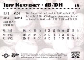 1998 Multi-Ad Michigan Battle Cats #18 Jeff Keaveney Back