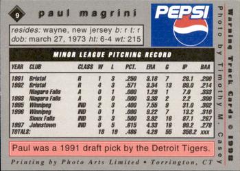 1998 Warning Track New Jersey Jackals #9 Paul Magrini Back