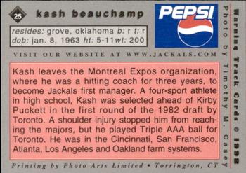 1998 Warning Track New Jersey Jackals #25 Kash Beauchamp Back