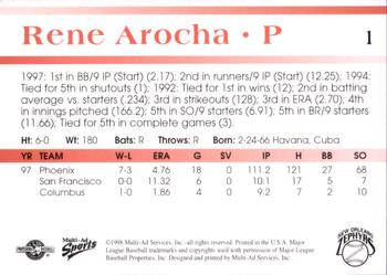 1998 Multi-Ad New Orleans Zephyrs #1 Rene Arocha Back