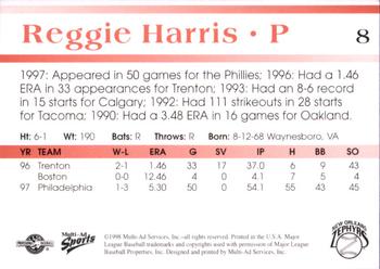 1998 Multi-Ad New Orleans Zephyrs #8 Reggie Harris Back