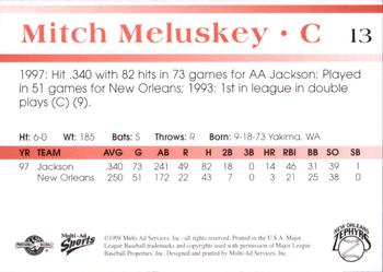 1998 Multi-Ad New Orleans Zephyrs #13 Mitch Meluskey Back