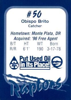 1998 Ogden Raptors #NNO Obispo Brito Back