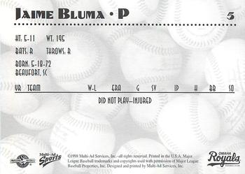 1998 Multi-Ad Omaha Royals #5 Jaime Bluma Back