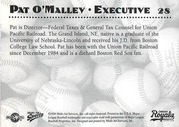 1998 Multi-Ad Omaha Royals #28 Pat O'Malley Back
