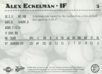 1998 Multi-Ad Peoria Chiefs #5 Alex Eckelman Back
