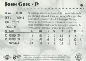 1998 Multi-Ad Peoria Chiefs #8 John Geis Back