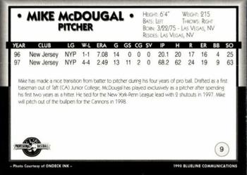 1998 Blueline Q-Cards Prince William Cannons #9 Mike McDougal Back