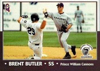 1998 Blueline Q-Cards Prince William Cannons #17 Brent Butler Front