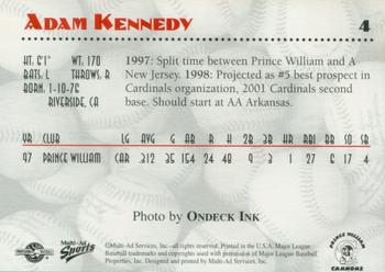 1998 Multi-Ad Prince William Decade Greats #4 Adam Kennedy Back