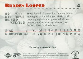 1998 Multi-Ad Prince William Decade Greats #5 Braden Looper Back