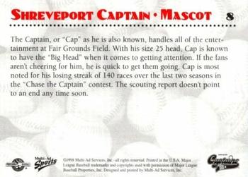 1998 Multi-Ad Shreveport Captains #8 Shreveport Captain Back