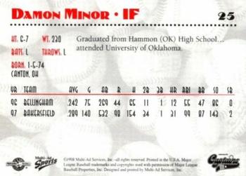 1998 Multi-Ad Shreveport Captains #25 Damon Minor Back