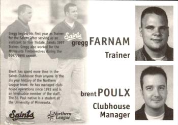 1998 St. Paul Saints #NNO Gregg Farnham / Brent Proulx Back