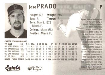 1998 St. Paul Saints #NNO Jose Prado Back