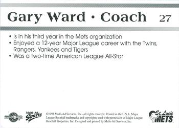 1998 Multi-Ad St. Lucie Mets #27 Gary Ward Back
