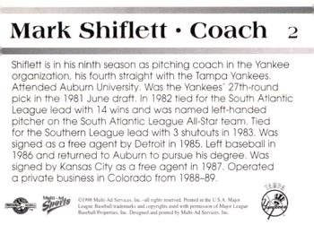 1998 Multi-Ad Tampa Yankees #2 Mark Shiflett Back