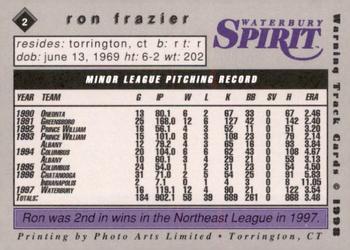 1998 Warning Track Waterbury Spirit #2 Ron Frazier Back
