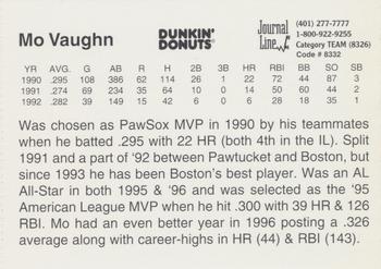 1997 Dunkin' Donuts Pawtucket Red Sox 25th Anniversary All-Stars #NNO Mo Vaughn Back