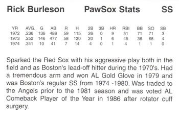 1997 Pawtucket Red Sox 25th Anniversary #NNO Rick Burleson Back
