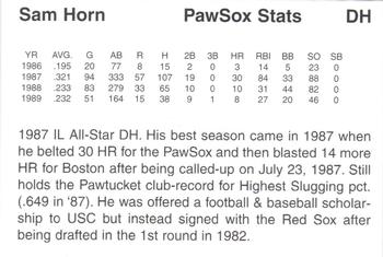 1997 Pawtucket Red Sox 25th Anniversary #NNO Sam Horn Back