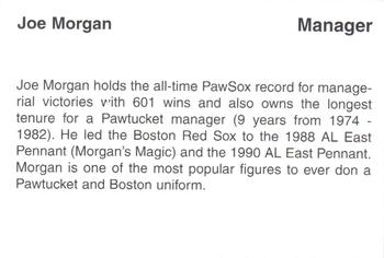 1997 Pawtucket Red Sox 25th Anniversary #NNO Joe Morgan Back