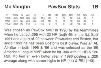 1997 Pawtucket Red Sox 25th Anniversary #NNO Mo Vaughn Back