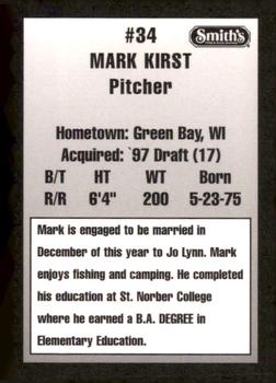 1997 Ogden Raptors #NNO Mark Kirst Back