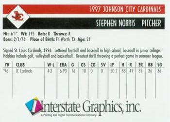 1997 Johnson City Cardinals #NNO Stephen Norris Back